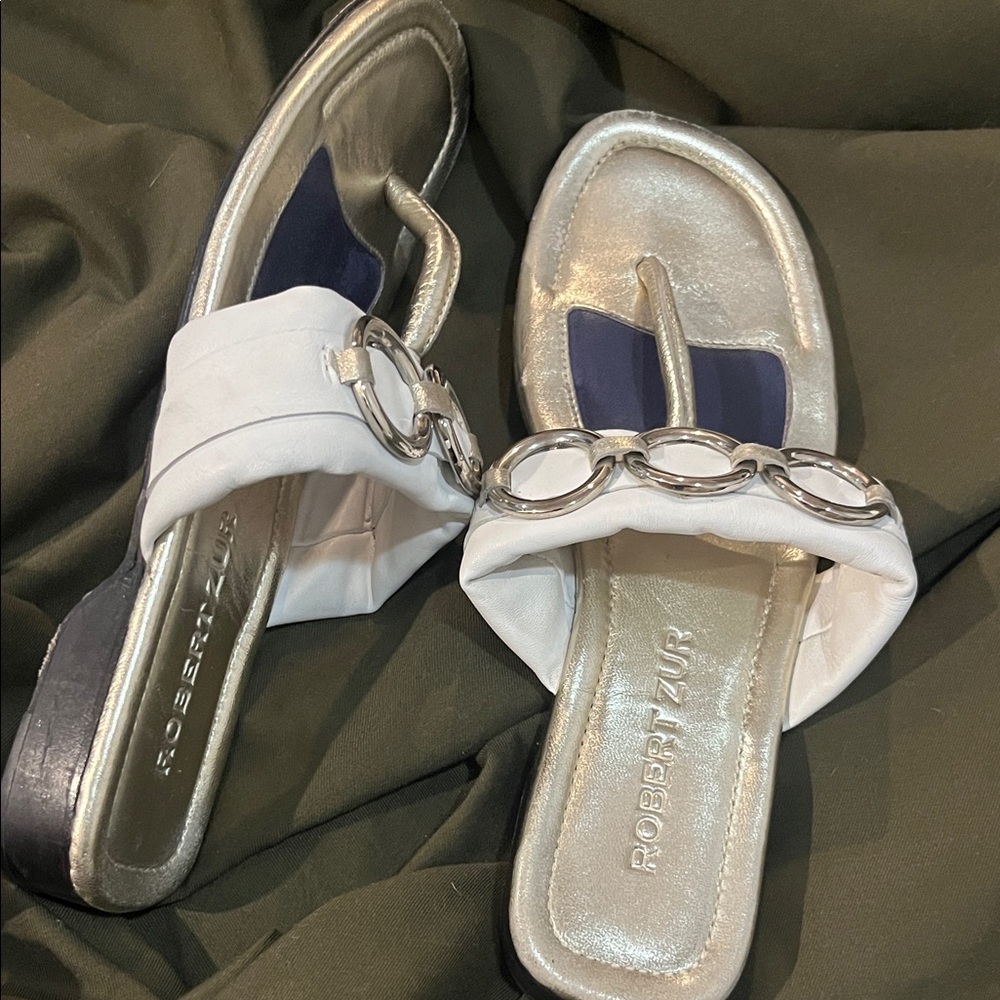 Robert Zur Silver and Navy Women's Sandals size 8 M luxury